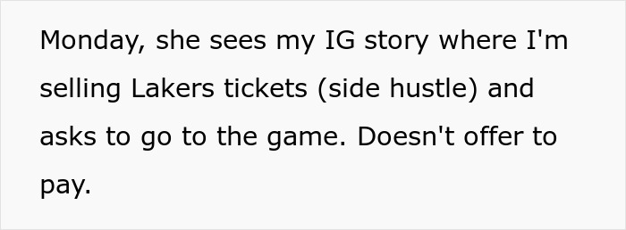 Text message screenshot describing a lady sending lovey-dovey texts and ditching a guy over not paying thousands on dates.