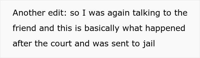 Text excerpt describing a dad trying to lie his way out of trouble after court and being sent to jail.