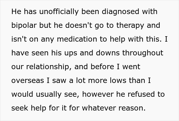 Text about a man with bipolar disorder refusing therapy or medication, showing relationship ups and downs. Text about a man with bipolar disorder refusing therapy or medication, showing relationship ups and downs.