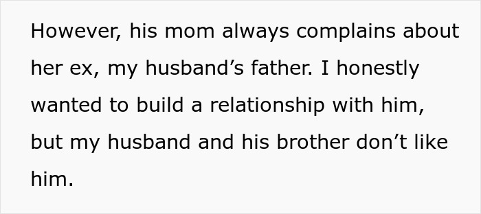 Text excerpt about wife done with hubs&rsquo; relatives living with them, mentioning tension over housing his mommy and family complaints.