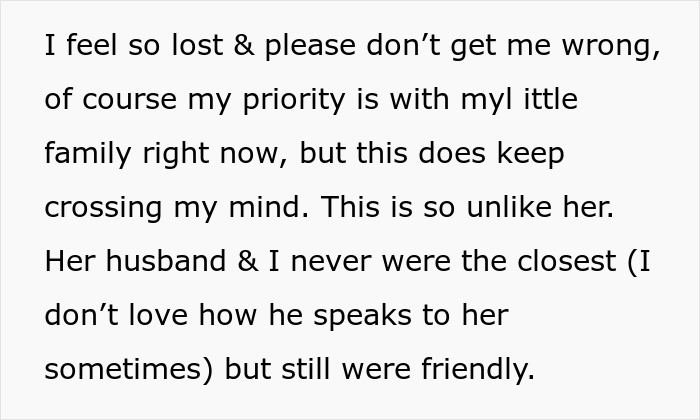 Text message showing someone feeling lost and confused about friends ignoring her after she gave birth in their car.