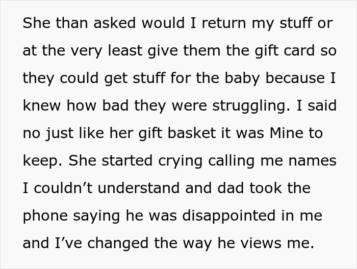 Text excerpt from a teen about conflict with stepmom over spending money on herself and stepsister&rsquo;s support.