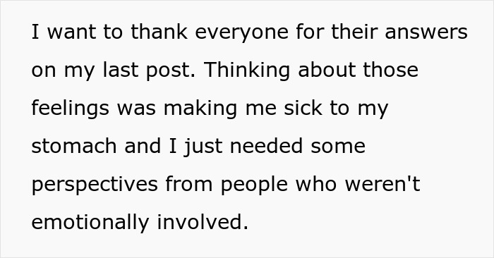 Text expressing gratitude for support and seeking perspectives due to emotional distress from accusations by kids.