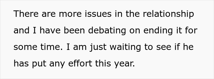 Text on white background discussing relationship issues and waiting to see if boyfriend shows effort this year, reflecting woman match relationship energy. Text on white background discussing relationship issues and waiting to see if boyfriend shows effort this year, reflecting woman match relationship energy.