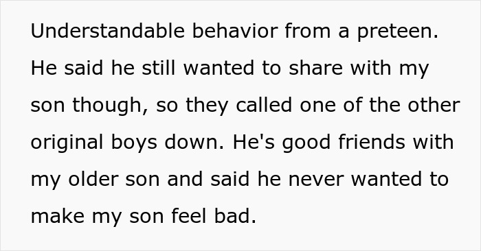 Text excerpt discussing a preteen's understandable behavior and mentioning an autistic kid excluded from a class trip.