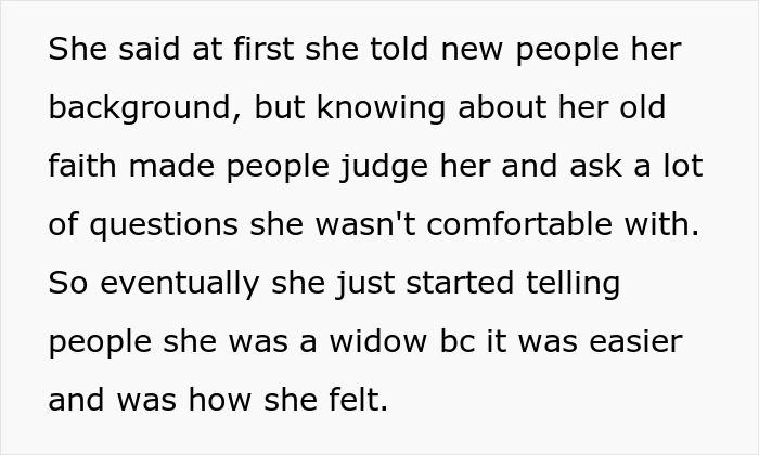 Text explaining how a fianc&eacute;e fabricated her past life and widow status before a simple Venmo search revealed the truth.