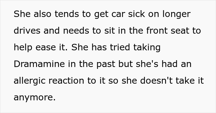Text excerpt discussing a wife&rsquo;s anxiety meltdown and how it affects her need to sit in the car&rsquo;s front seat.