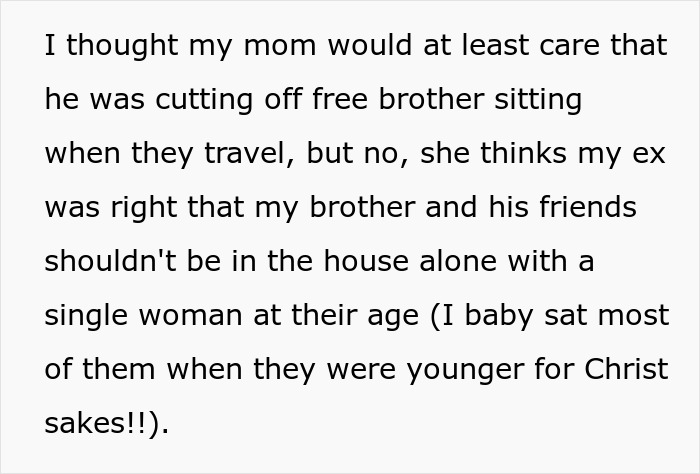 Screenshot of text about family dismissing concerns and missing red flags in boyfriend