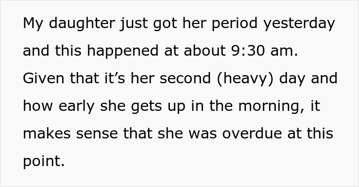 Text describing a mom struggling to contain her rage after a teacher ignores her daughter&rsquo;s emergency about her period at school.