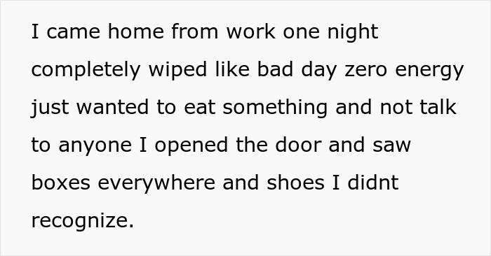 Text excerpt showing a woman feeling like a guest in her own home after boyfriend&rsquo;s mom moves in and takes over.