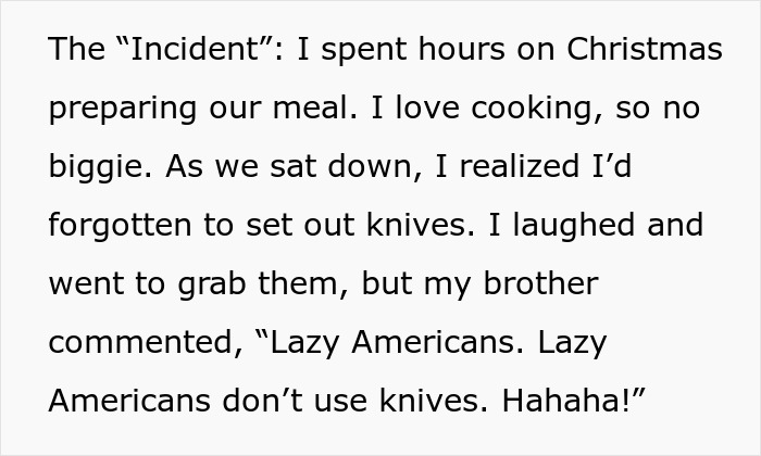 Text about family drama where woman is appalled by her mom enabling chauvinist brother and gaslighting her instead.