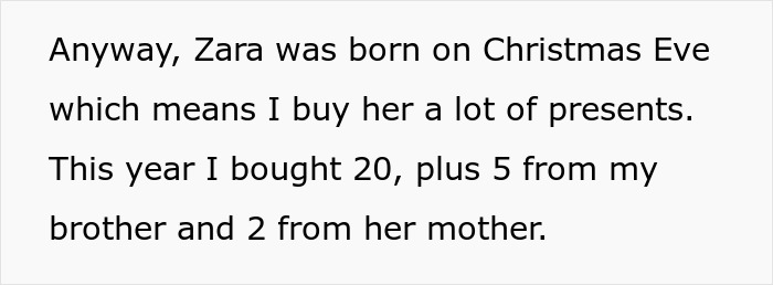 Text about daughter receiving multiple Christmas presents while her half-brother gets only one, highlighting dad’s lack of guilt. Text about daughter receiving multiple Christmas presents while her half-brother gets only one, highlighting dad’s lack of guilt.