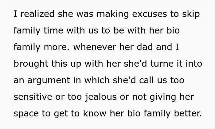 Selfish Lady text excerpt about ignoring adopted family to bond with biological family