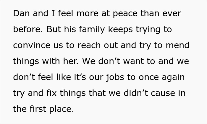 Text excerpt about feeling at peace despite toxic family trying to mend ties after hospital incident causing no-contact. Text excerpt about feeling at peace despite toxic family trying to mend ties after hospital incident causing no-contact.