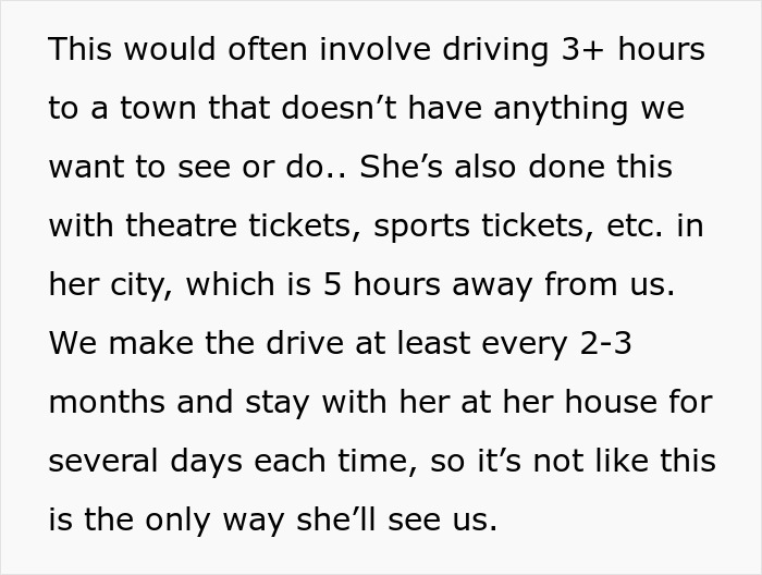 Text discussing a daughter-in-law sick of an overbearing mother-in-law making plans without her knowledge.
