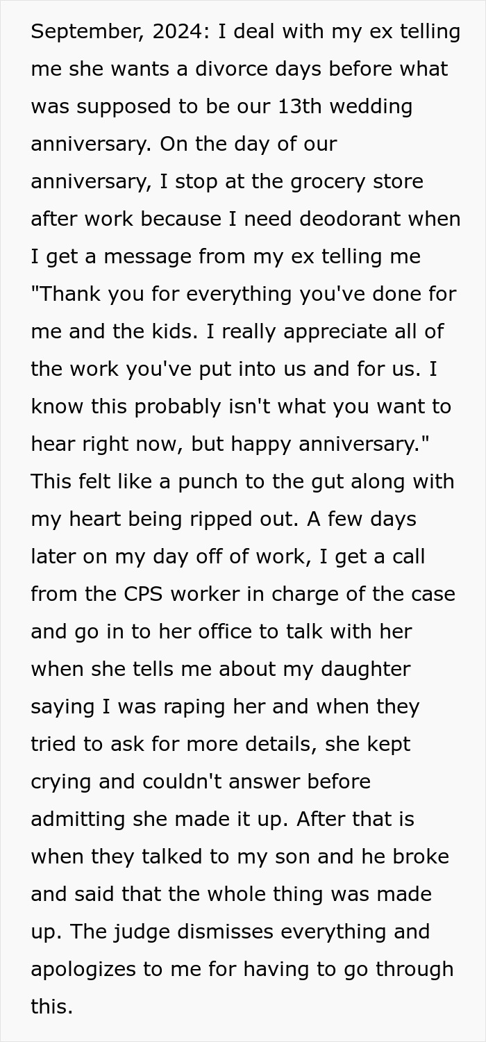 Text excerpt about a dad accused of horrific things by his kids and how his life fell apart during the ordeal.