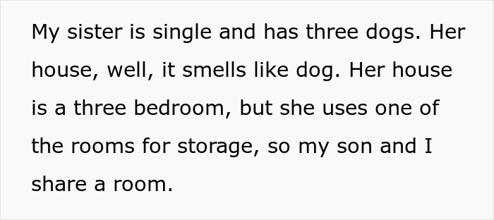 Text excerpt describing a woman complaining about her sister-in-law despite staying with her for free, causing annoyance to her husband. Text excerpt describing a woman complaining about her sister-in-law despite staying with her for free, causing annoyance to her husband.