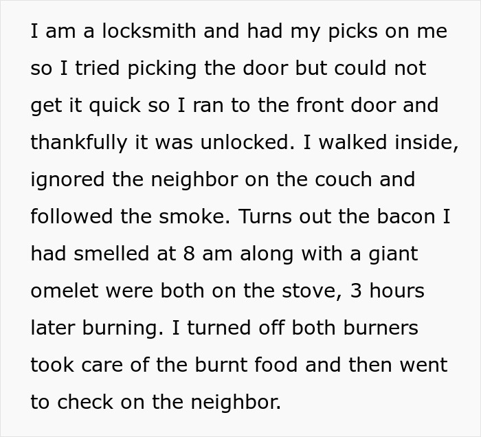 Text excerpt describing a locksmith&rsquo;s heroic actions leading to a surprising discovery about being single.