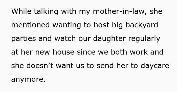 Text excerpt explaining mother-in-law wants to babysit grandchild but concerns over safety lead to refusal and babysitting ban. Text excerpt explaining mother-in-law wants to babysit grandchild but concerns over safety lead to refusal and babysitting ban.