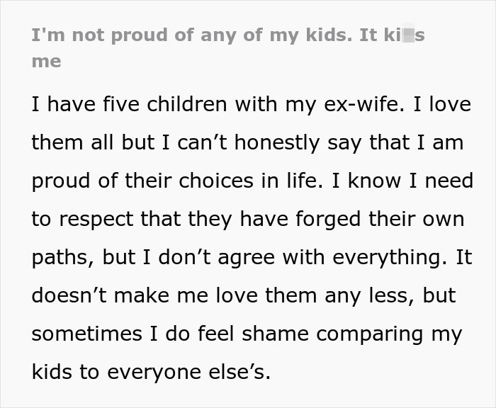 Alt text: Father expresses feelings about his five children, reflecting on failure and parenting challenges with his kids. Alt text: Father expresses feelings about his five children, reflecting on failure and parenting challenges with his kids.