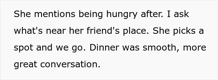 Text conversation showing a lady mentioning hunger and choosing a spot for dinner with smooth conversation on a date.