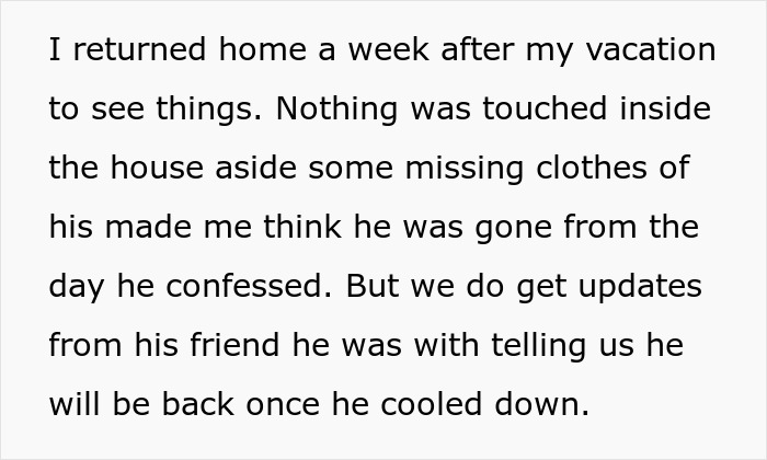 Text excerpt showing a wife&rsquo;s confession about acting like a housemaid and the strain it caused in her marriage.