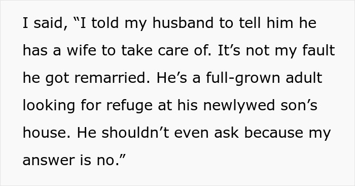 Wife refusing to house husband's mother leads to conflict over relatives living with them and family boundaries.