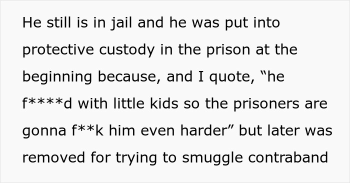 Text excerpt about a creepy dad in jail trying to lie his way out but still landing in jail.