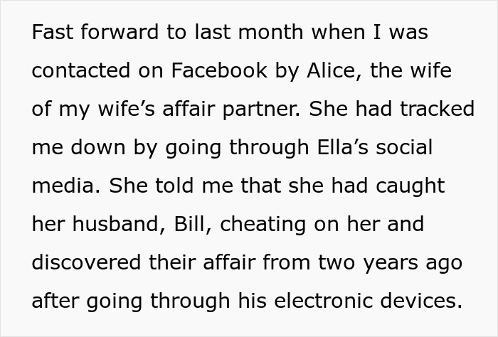 Text describing a man discovering his wife&rsquo;s cheating was not just one drunken night, revealed after two years.