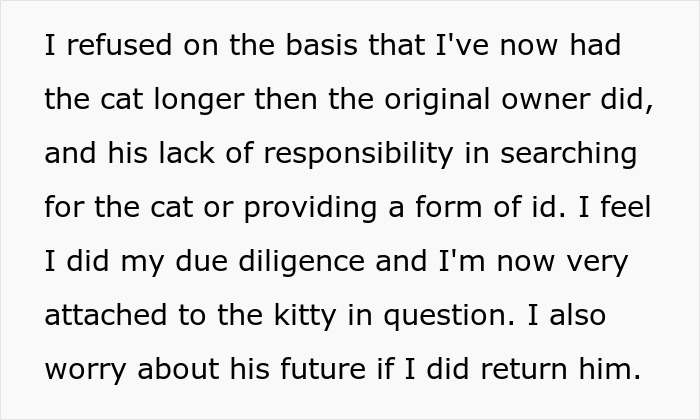 Text discussing a lost cat&rsquo;s journey from street survivor to family member despite the original owner demanding him back years later.