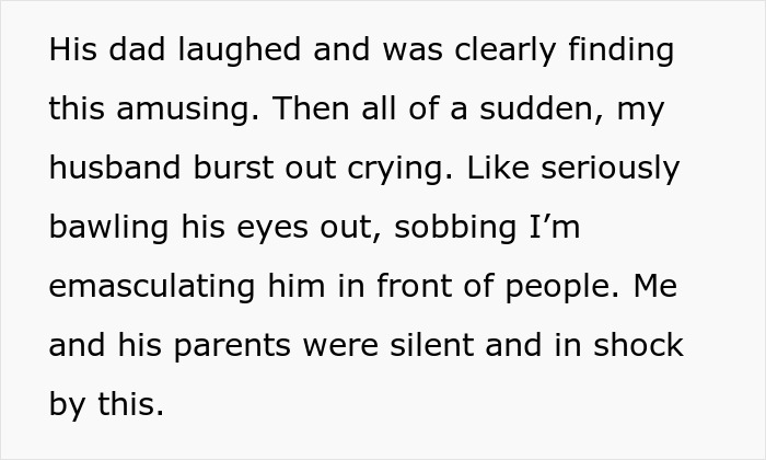 Husband throws full-blown tantrum crying loudly after wife refuses to do as he demands in front of family.