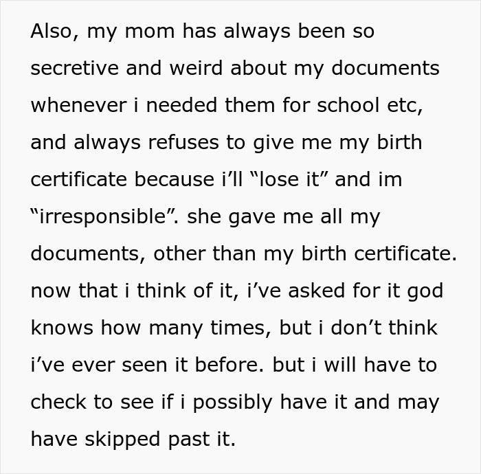 Mom being secretive about documents fuels daughter's desire to get a DNA test and uncover family truth. Mom being secretive about documents fuels daughter's desire to get a DNA test and uncover family truth.