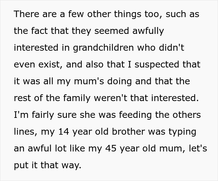 Text excerpt discussing family dynamics and forgiveness involving a brother and their mother&rsquo;s influence on the family.