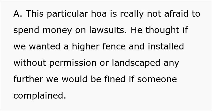 Text about HOA threatening fines for backyard changes, highlighting nightmare neighbors complaining and secretly using family&rsquo;s backyard.