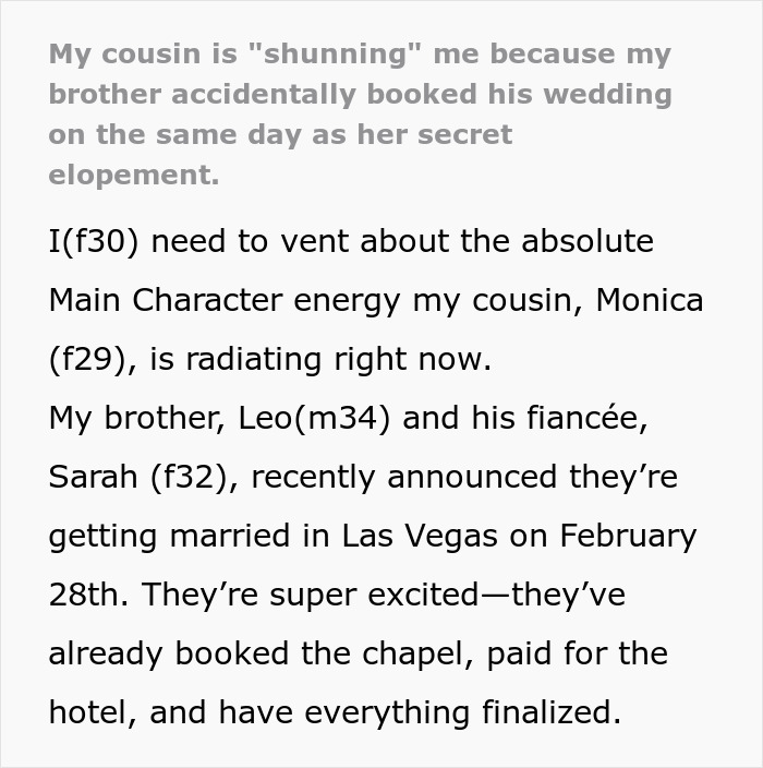 Woman frustrated over cousin booking same wedding date causing family conflict and ownership dispute Woman frustrated over cousin booking same wedding date causing family conflict and ownership dispute