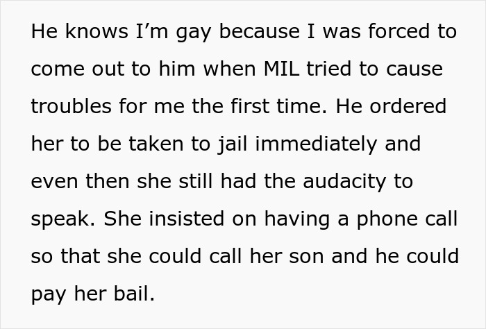 Text excerpt describing a family drama involving a police officer arresting his own mother-in-law for violent behavior. Text excerpt describing a family drama involving a police officer arresting his own mother-in-law for violent behavior.