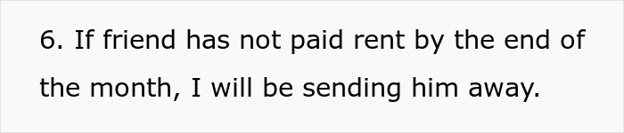 Text excerpt about sending a friend away if rent is not paid, illustrating a situation involving a woman at home without a bra. Text excerpt about sending a friend away if rent is not paid, illustrating a situation involving a woman at home without a bra.
