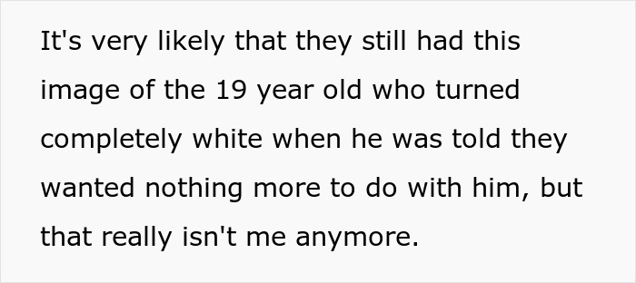 Text from a person reflecting on past family conflict after being forgiven for beating his brother five years ago.