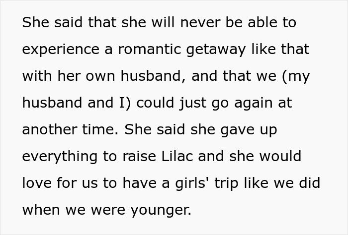 Text excerpt about a woman demanding friend kick her husband out of a romantic getaway for her to come instead.