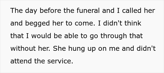Text excerpt about grieving woman struggling without support as SIL turns her back during a difficult time and returns the same favor later.