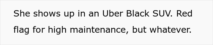 Text on white background discussing a lady sending lovey-dovey texts and ditching a guy over money on dates.