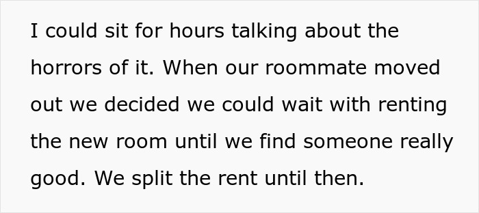 Text describing a guy who refuses to embarrass his roommate by mentioning he can hear her moan, and his girlfriend's shocked reaction.