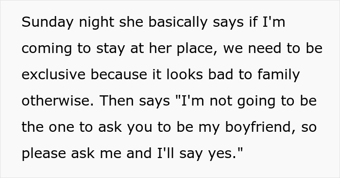 Text message about exclusivity and becoming boyfriend, revealing a lady sending lovey-dovey texts after one meeting.