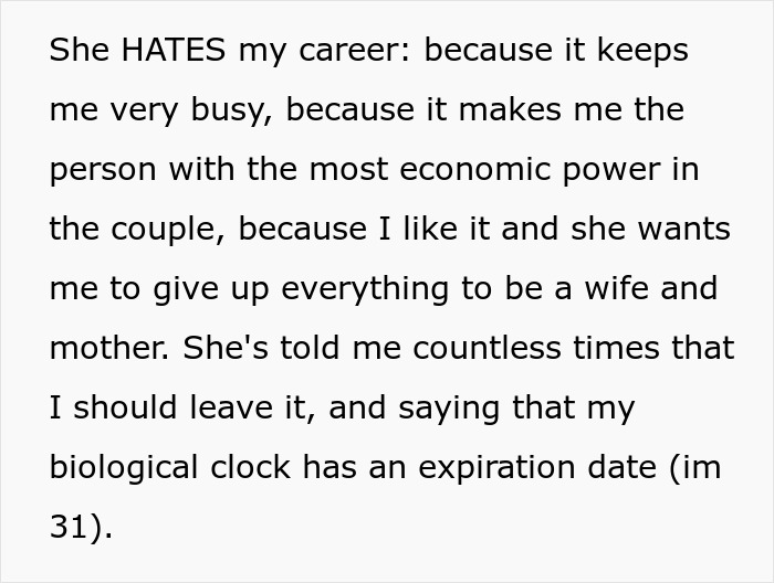 Text excerpt discussing a mother-in-law demanding the daughter-in-law risk her job for a celebrity birthday video and her refusal.