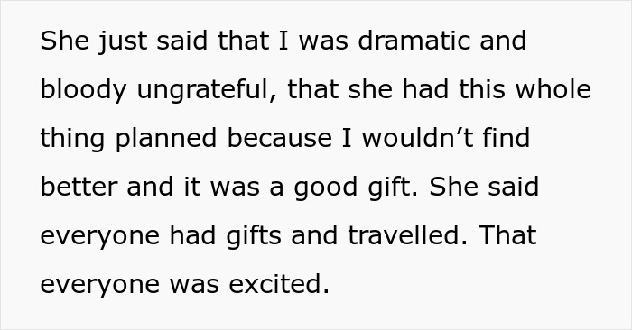 Text excerpt explaining conflict in woman blasted for skipping her birthday party sister organized because her ex was invited.