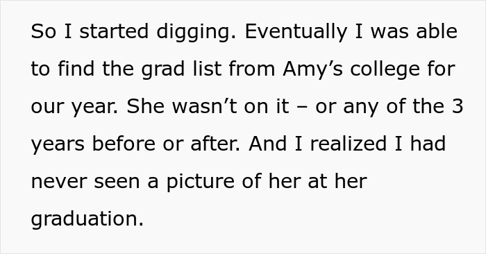 Text excerpt from a story about a woman who lies about her career and creates wild stories to cover it up.