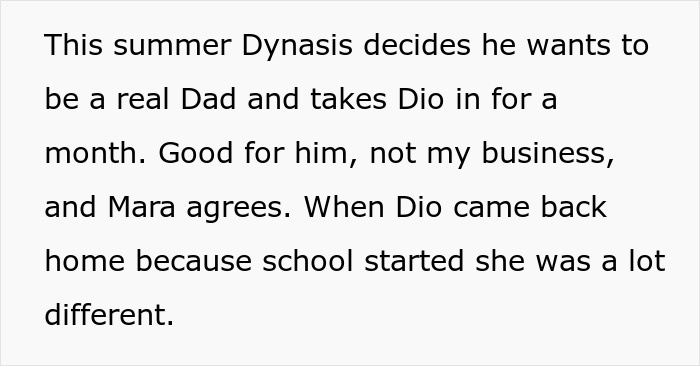 Text excerpt about a teen telling a guy he's not her dad and his refusal to give her money. Text excerpt about a teen telling a guy he's not her dad and his refusal to give her money.