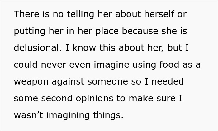 Pregnant woman declines expired food in her pantry from 1999, causing tension with mother-in-law over meals.