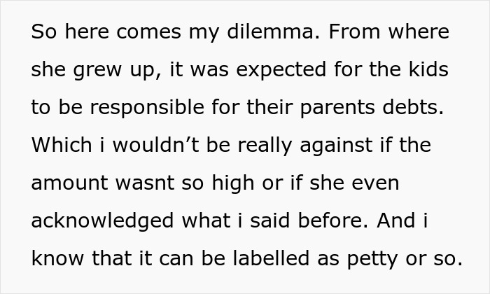 Text excerpt showing a mom in $37K debt frustrated as daughter refuses to sell inherited home to help with debt repayment. Text excerpt showing a mom in $37K debt frustrated as daughter refuses to sell inherited home to help with debt repayment.
