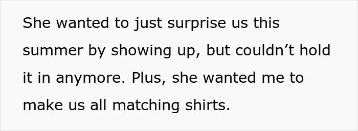 Husband surprised by parents coming on honeymoon, sharing an emotional moment with matching shirts and heartfelt smiles.